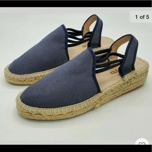 SESTO MEUCCI Slingback Canvas Espadrille Navy